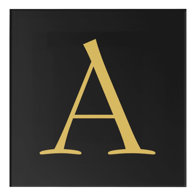 Gray Gold Color Monogram Professional Acrylic Print (Front)