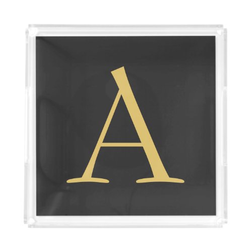Gray Gold Color Monogram Professional Acrylic Tray