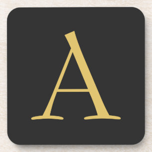 Gray Gold Color Monogram Professional Beverage Coaster