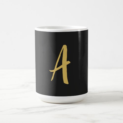 Gray Gold Color Monogram Professional Calligraphy Coffee Mug