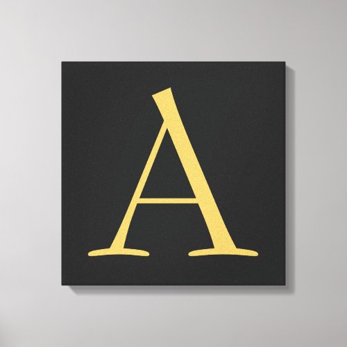 Gray Gold Color Monogram Professional Canvas Print