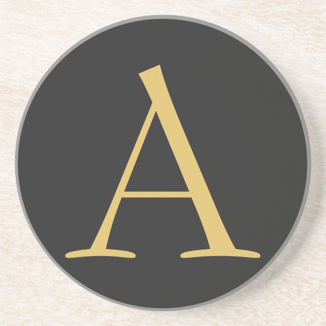 Gray Gold Color Monogram Professional Coaster (Front)