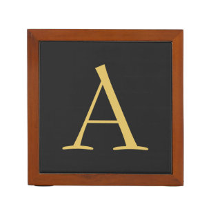 Gray Gold Color Monogram Professional Desk Organizer