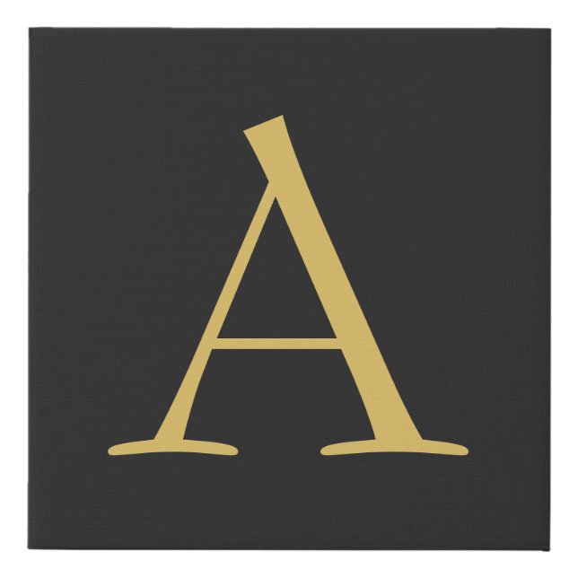 Gray Gold Color Monogram Professional Faux Canvas Print (Front)