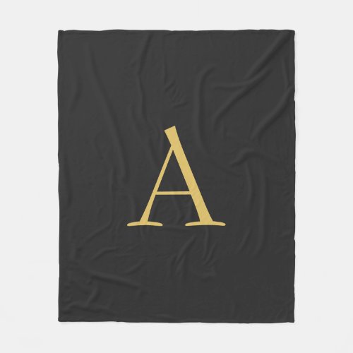 Gray Gold Color Monogram Professional Fleece Blanket