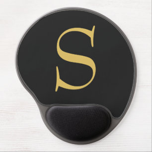 Gray Gold Color Monogram Professional Gel Mouse Pad