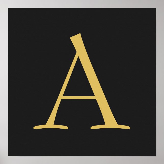 Gray Gold Color Monogram Professional Poster (Front)