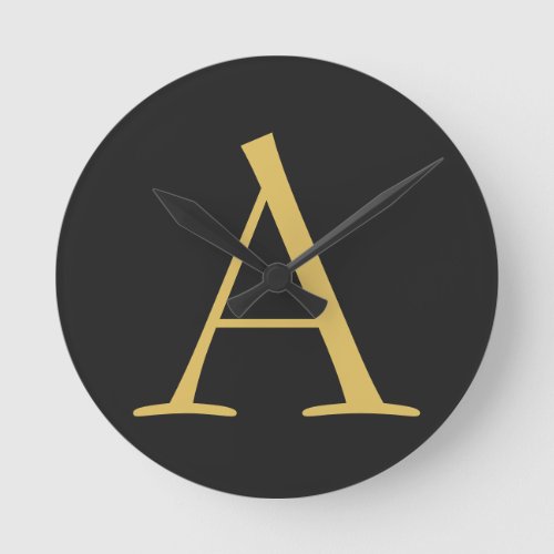 Gray Gold Color Monogram Professional Round Clock