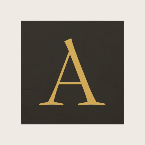 Gray Gold Color Monogram Professional Wood Wall Art