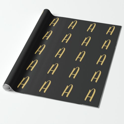 Gray Gold Color Monogram Professional Wrapping Paper
