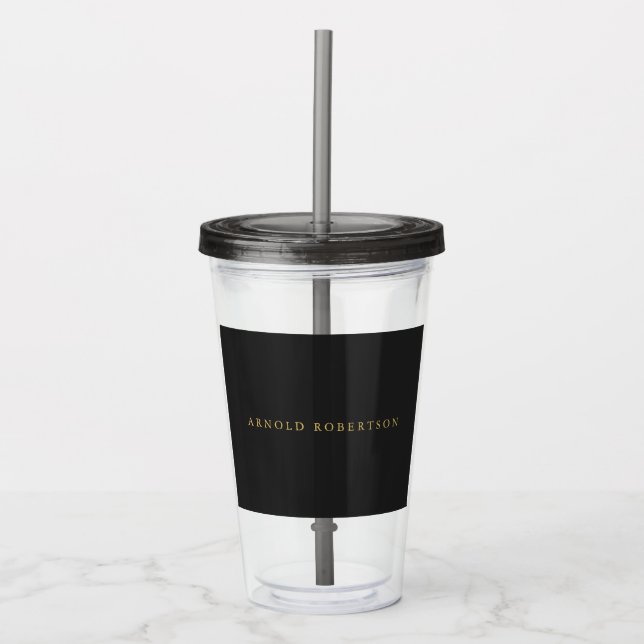 Gray Gold Color Professional Add Name Acrylic Tumbler (Front)