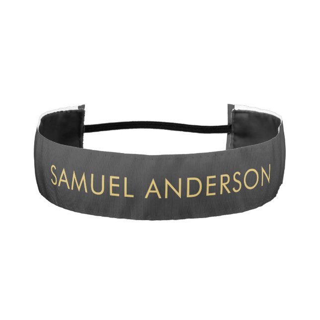 Gray Gold Color Professional Add Name Athletic Headband (Front)