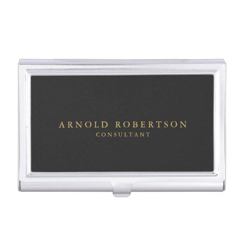 Gray Gold Color Professional Add Name Business Card Case