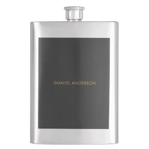 Gray Gold Color Professional Add Name Flask