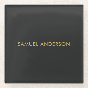 Gray Gold Color Professional Add Name Glass Coaster