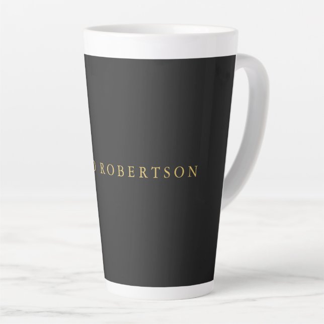 Gray Gold Color Professional Add Name Latte Mug (Right Angle)