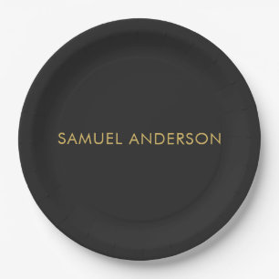Gray Gold Color Professional Add Name Paper Plates