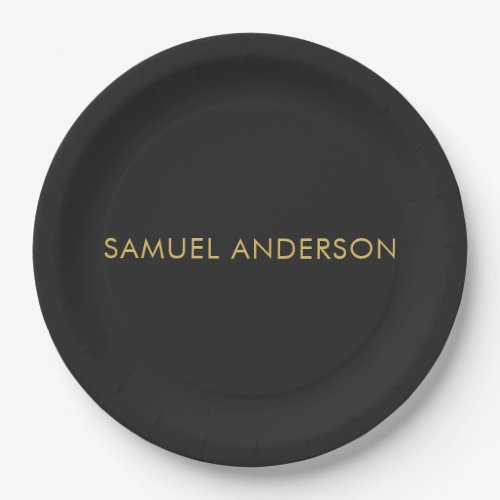 Gray Gold Color Professional Add Name Paper Plates