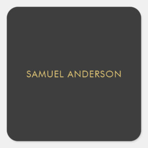 Gray Gold Color Professional Add Name Square Sticker
