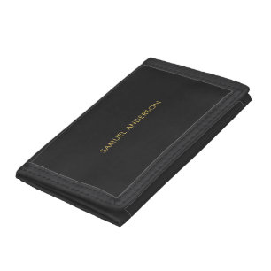Gray Gold Color Professional Add Name Tri-fold Wallet