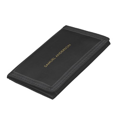 Gray Gold Color Professional Add Name Trifold Wallet