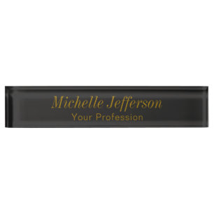 Gray Gold Color Professional Makeup Artist Desk Name Plate