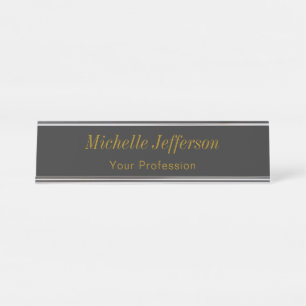 Gray Gold Color Professional Makeup Artist Desk Name Plate