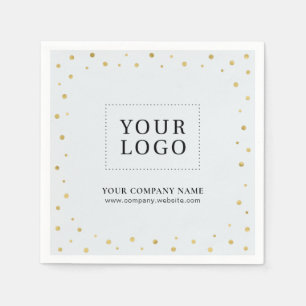 Gray & Gold Confetti Business Promotional Logo Napkins