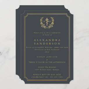 Gray/Gold Doctor of Osteopathic Medicine Grad Invitation