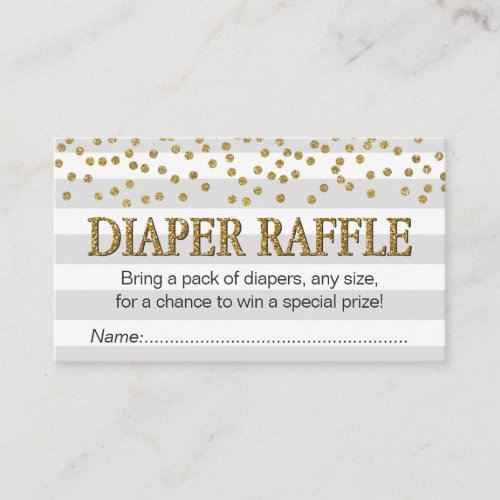 Gray Gold Elegant Baby Shower Diaper Raffle Ticket Enclosure Card