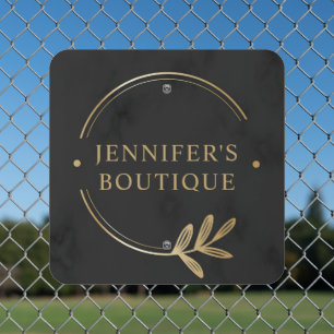 Gray Gold Floral Custom Business Display Metal Sign