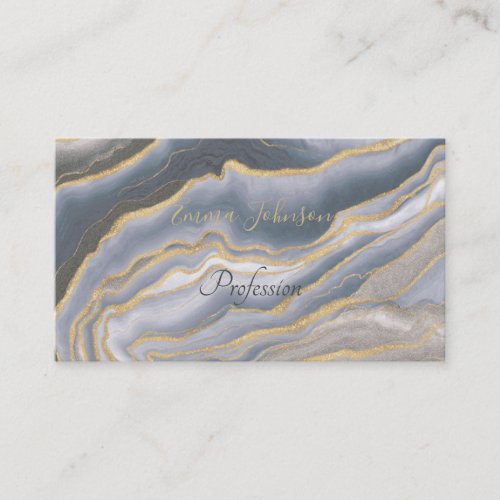 Gray Gold Fluid Liquid Painting Business Card