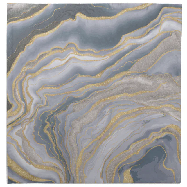 Gray Gold Fluid Liquid Painting Cloth Napkin Zazzle