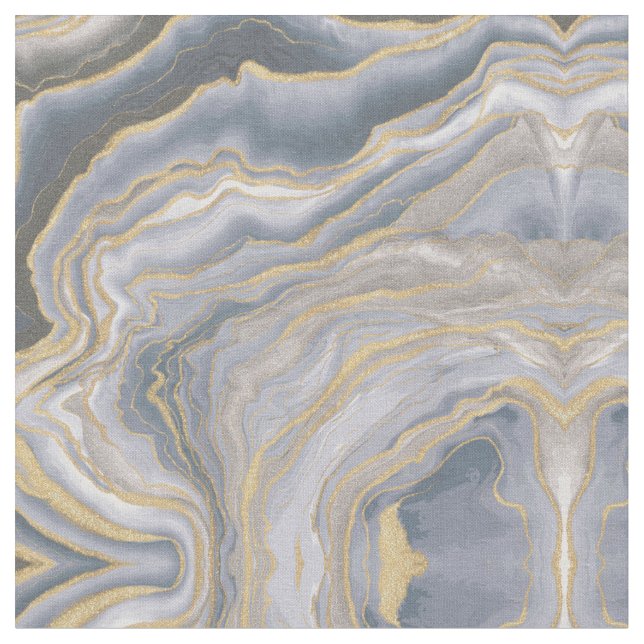 Gray Gold Fluid Liquid Painting Fabric (Close Up)
