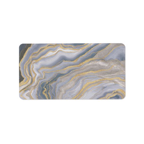 Gray Gold Fluid Liquid Painting Label