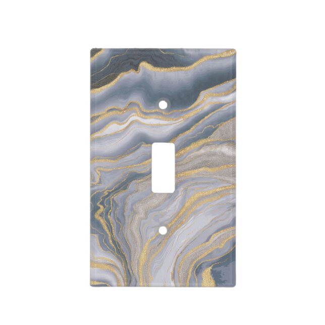 Gray Gold Fluid Liquid Painting Light Switch Cover (Front)