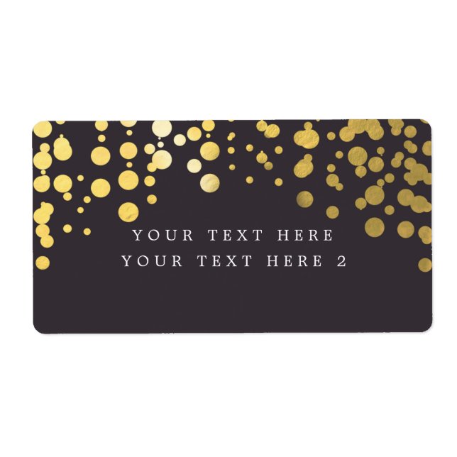 Gray & Gold Foil Modern Confetti Package Label (Front)