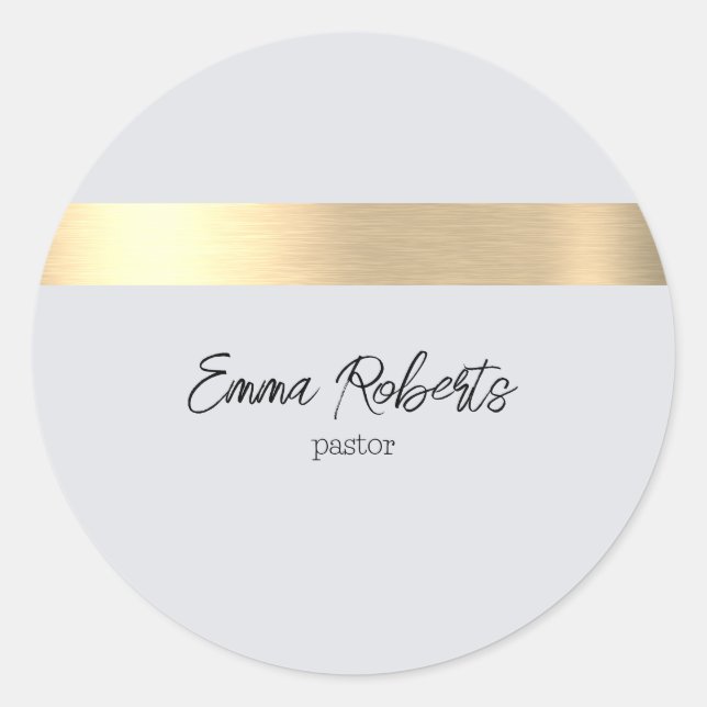 Gray Gold Foil Rustic Faux Jesus Christ Pastor Classic Round Sticker (Front)
