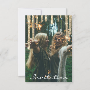 Gray Gold Glitter Drips Birthday Graduation Party Invitation