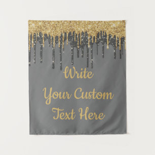 Gray Gold Glitter Wedding Photobooth Backdrop Grey