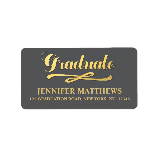 Gray Gold Graduation Address Label