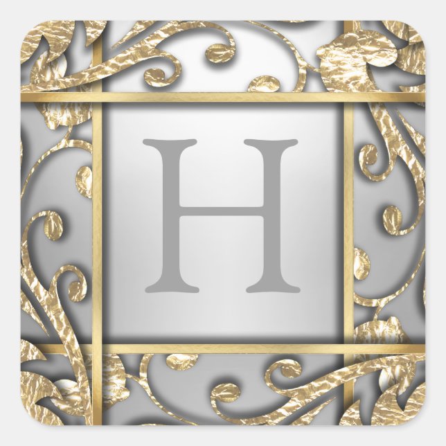 Gray Gold Lattice Monogram Envelope Seal (Front)