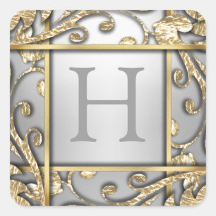 Gray Gold Lattice Monogram Envelope Seal