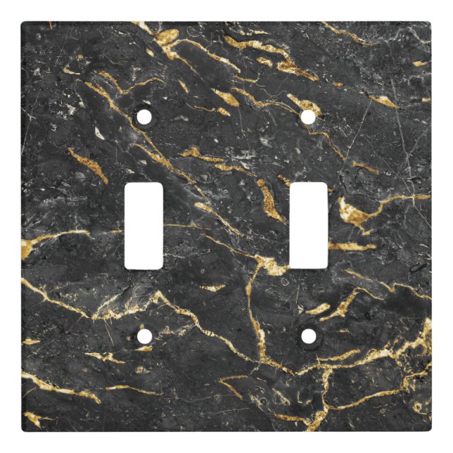 Gray & Gold Marble Light Switch Cover (Front)