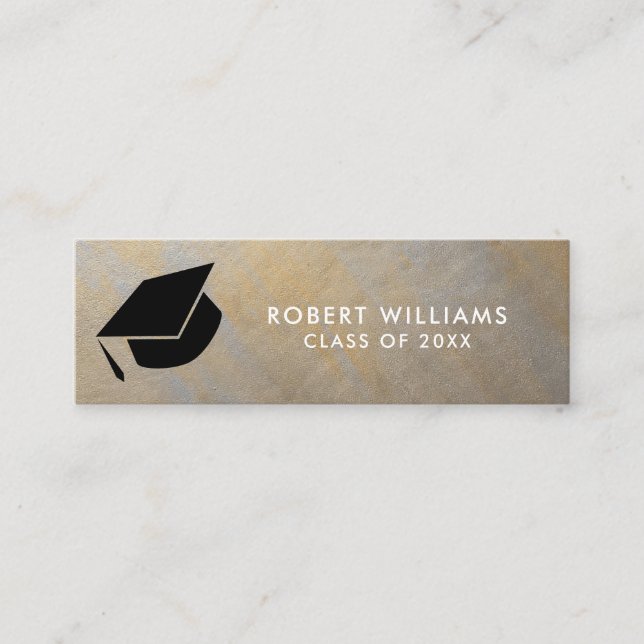 Gray Gold Metallic  Grad Cap Graduation Insert (Front)