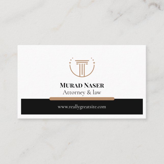 Gray & Gold Modern Attorney Design Elegant Lawyer Business Card (Front)