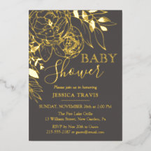 Gray & Gold Modern Floral Baby Shower