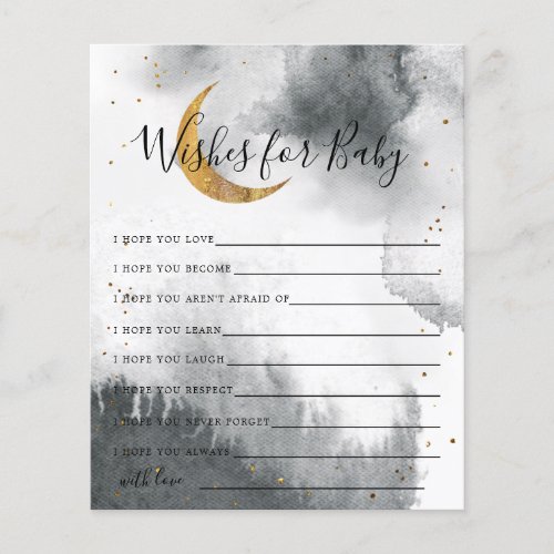 Gray Gold Moon and Stars Wishes for Baby Card
