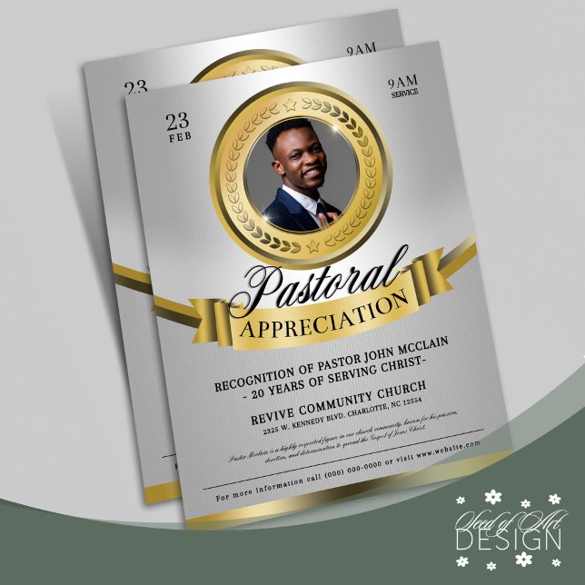 Gray & Gold Pastoral Appreciation Recognition Flyer (Creator Uploaded)