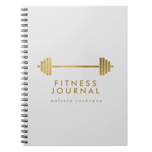 Gray & Gold Personalized Fitness Journal (Front)